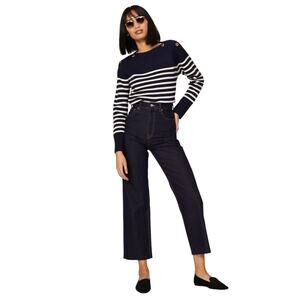 Tara Jarmon Women's Poete Stripe Sweater Navy & White Size M